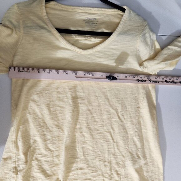 Chicos Top Womens Size 0 US XS Ultimate Tee Yellow 3/4 Sleeve Soft Cotton Blend - Picture 12 of 13